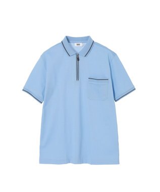 DAKS スーピマカノコ ラインジップアップポロ ライトブルー