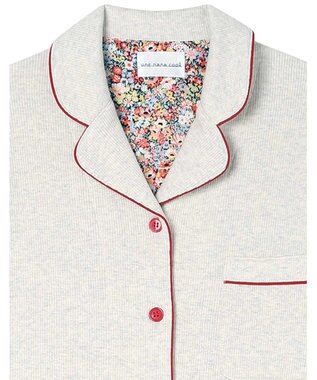 une nana cool 【綿混】ソフトコットンリブ 長袖開襟パジャマ MADE WITH LIBERTY FABRIC ホワイト系