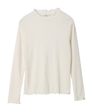 earth music&ecology チェーンリブハイネックプルオーバー Ivory