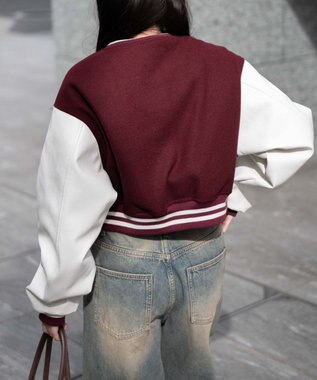 WEGO スタジアムロゴショートスタジャン ワイン