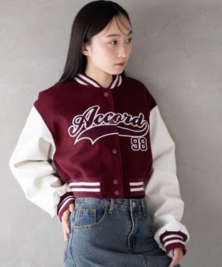 WEGO スタジアムロゴショートスタジャン ワイン