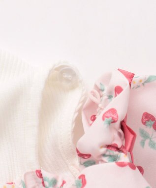 ANY KIDS 【洗濯機可能】オンオフショルダーワンピース ピンク×フルーツ