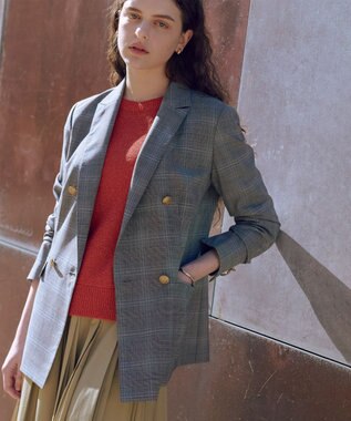 J.PRESS LADIES L ANASTASIAトロ ダブル ジャケット グレーチェック系