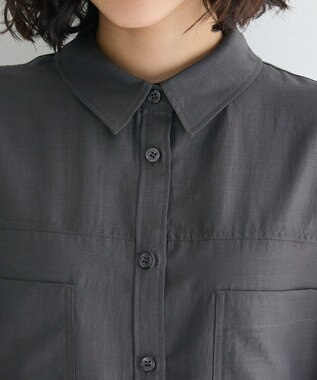 Green Parks ７分袖ミディ丈シャツワンピース Charcoal Gray