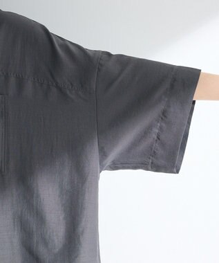 Green Parks ７分袖ミディ丈シャツワンピース Charcoal Gray