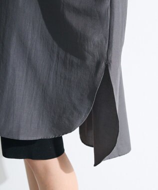 Green Parks ７分袖ミディ丈シャツワンピース Charcoal Gray