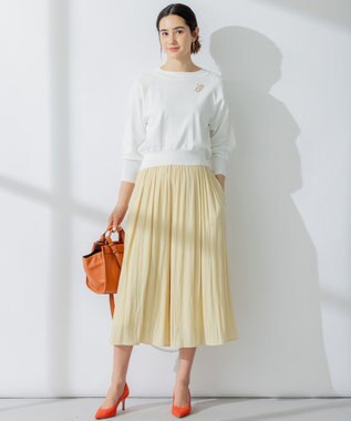 組曲 S 【パールボタン付】ブーケカラーリラクシー ニット アイボリー系