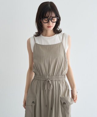 YECCA VECCA 【UVカット/遮熱/接触冷感】COOLカーゴキャミワンピース Blue Green