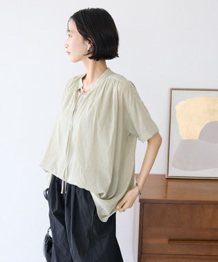 CRAFT STANDARD BOUTIQUE ヴィンテージボイルタイ付ブラウス Khaki