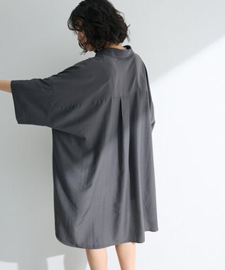 Green Parks ７分袖ミディ丈シャツワンピース Charcoal Gray