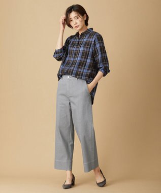 J.PRESS LADIES L 【洗える】 10oz Stretch Denim セミワイド パンツ ライトグレー系