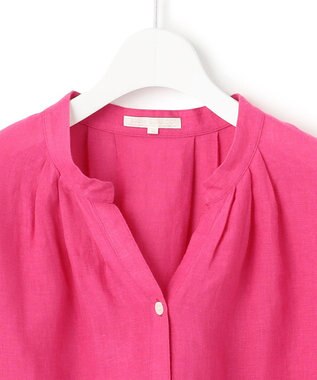 23区 【洗える】LIBECO タックスリーブ シャツ マゼンタ