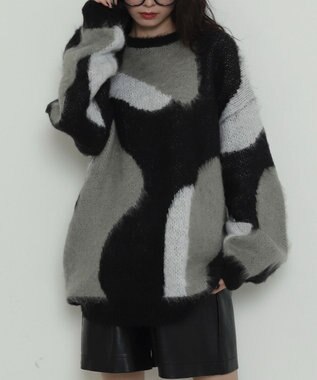 WEGO 【2025年秋冬新作】シャギーパターンニットBIGプルオーバー