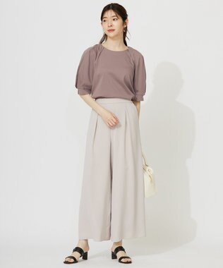 ANY SIS 【接触冷感・UVケア】着映えタックスリーブ カットソー ブラウン