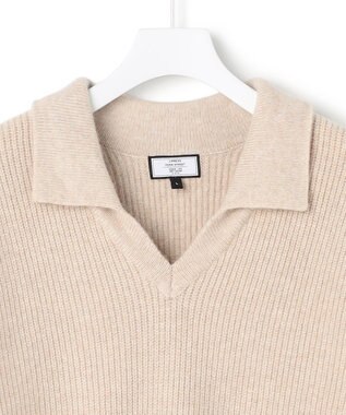 J.PRESS YORK STREET 【UNISEX】ウールカシミヤ スキッパーニットポロシャツ アイボリー系