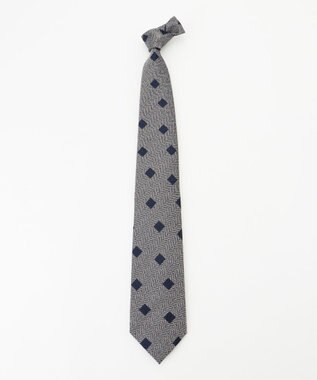JOSEPH ABBOUD 【日本縫製】シャンブレーヘリンボーンスクエアジャガード ネクタイ グレー系7