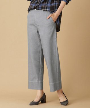 J.PRESS LADIES L 【洗える】 10oz Stretch Denim セミワイド パンツ ライトグレー系