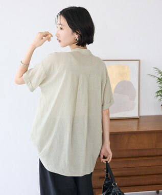 CRAFT STANDARD BOUTIQUE ヴィンテージボイルタイ付ブラウス Khaki