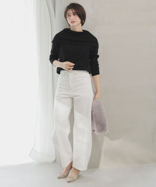 ANY SIS 【WEB・一部店舗限定】オフショルダー ニット ブラック