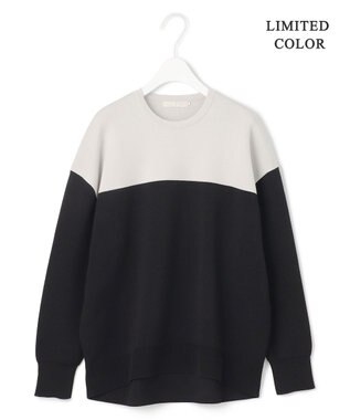 ICB 【WEB限定カラーあり・洗える】コットンポリエステルスムース  ニットプルオーバー トープ×ブラック系［WEB限定］