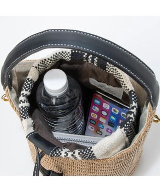 UNBILLION cachecache ジャガード巾着付きポリプロピレンバケツバッグ ブラック