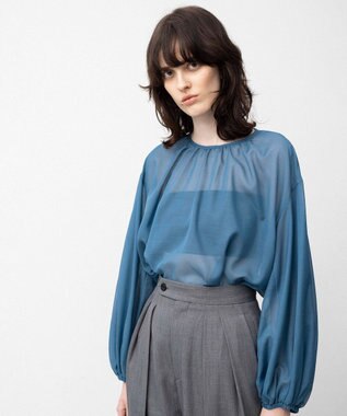 NAVE 【Nave】ブライトシアーボイル ギャザーブラウス ブルー系