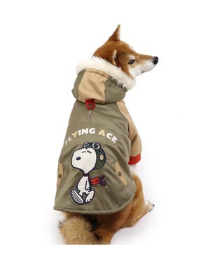 PET PARADISE スヌーピー 遠赤外線 コート 《カーキー》 中型犬 大型犬 カーキ