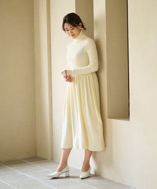 #Newans 【カシミヤ混】フィット＆フレアニットワンピース オフ