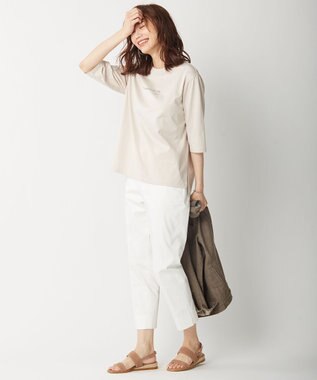 J.PRESS LADIES 【洗える】サテンストレッチ パンツ ホワイト系