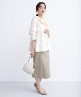 組曲 L 【フード取り外し可】2WAYショート丈ライトアウター パールホワイト系