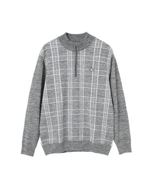 DAKS DAKS GOLF ハーフジップ チェックニット グレー