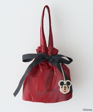 earth music&ecology 【予約】Disney/ミッキーチャーム付きリボン巾着 レッド