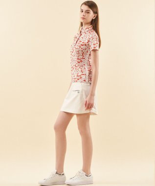 23区GOLF 【WOMEN】【吸水速乾/UVカット】YELL総柄プリントポロシャツ オレンジ系5