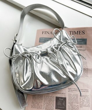 WEGO リボンデザインバッグ シルバー