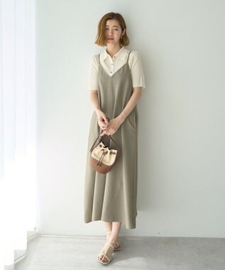 YECCA VECCA 【前後2way】レースアップキャミワンピース Khaki