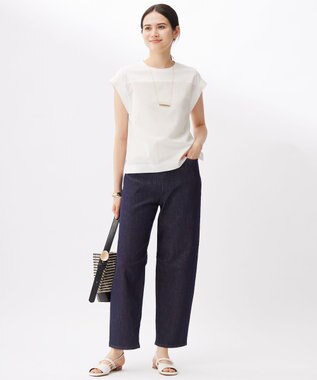 自由区 L 【19号サイズまで展開】ウスカルデニムダーツカーブ パンツ インディゴ