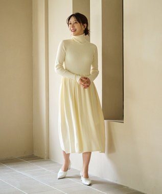 #Newans 【カシミヤ混】フィット＆フレアニットワンピース オフ