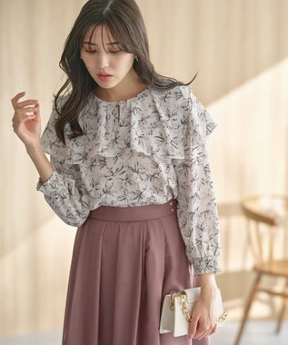 ANY SIS L 【洗える】スクエアラッフルカラー ブラウス アイボリー