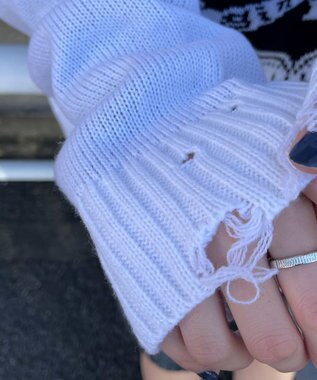 WEGO ウイングハートダメージニット ホワイト