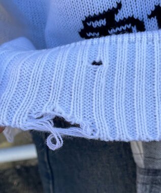 WEGO ウイングハートダメージニット ホワイト