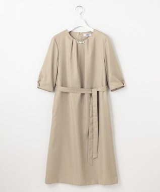 J.PRESS LADIES L 【洗える・UV加工・吸水速乾】OXIJEWELストレッチ ワンピース ベージュ系