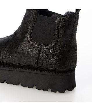 MODE ET JACOMO <carino>本革ムートン　サイドゴアショートブーツ ブラックメタリック