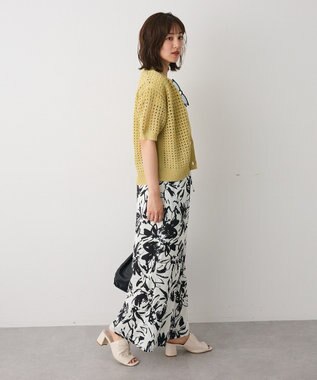 CRAFT STANDARD BOUTIQUE ハーフスリーブメッシュニットカーディガン Light Green