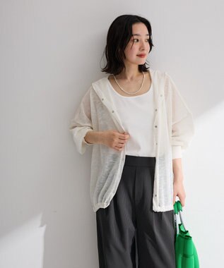 Green Parks リングドットニットパーカー White