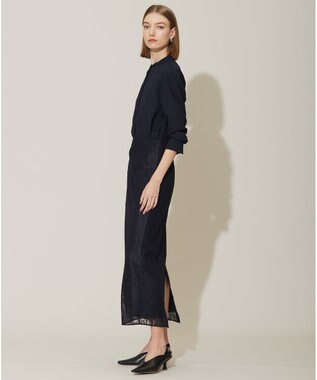 ICB 【接触冷感・UVケア・速乾・洗える】 FluidBackSatin シャツブラウス ネイビー系