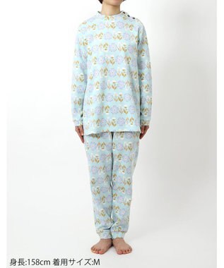 Wing パジャマ 長袖 長ズボン 綿混(本体) あったか レディース EP6014 ウイング／ワコール サックス