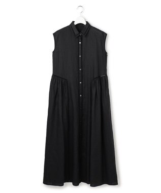 23区 【GOLD LABEL】ノーザンリネン ハシゴレース シャツワンピース ブラック系
