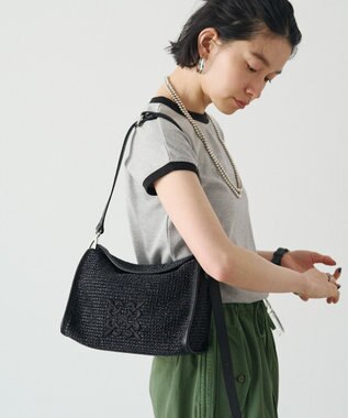 russet ナイロンラフィアショルダーバッグ 《かごバッグ》(CE-1713) Black