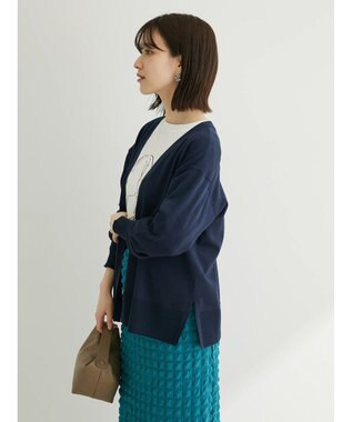 Green Parks ゴールド釦ニットカーディガン Navy