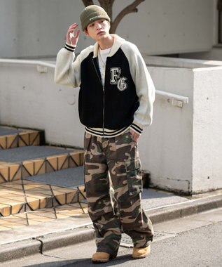 WEGO 【ユニセックス着用ITEM】グラフィックZIPニットブルゾン ブラックその他